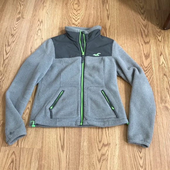 Hollister grey green fleece Sherpa jacket size S - Picture 2 of 6